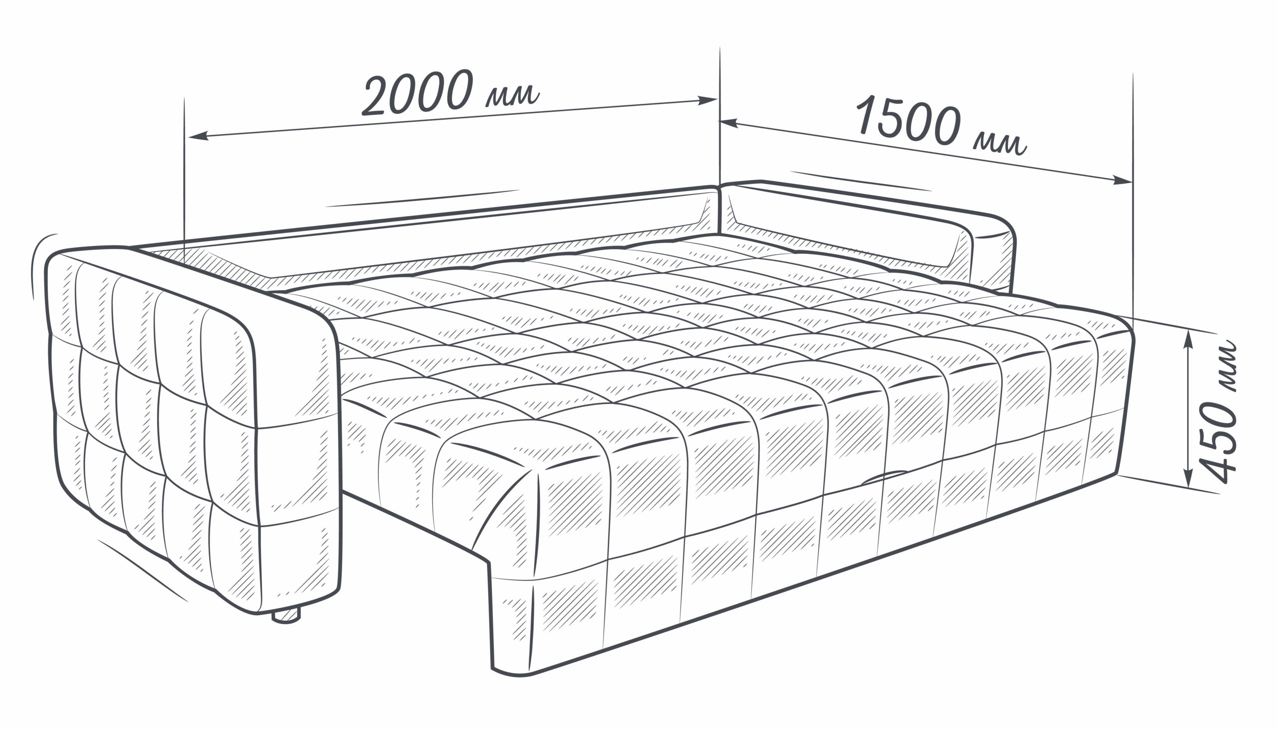 АРГУС — диван прямой с широкими подлокотниками