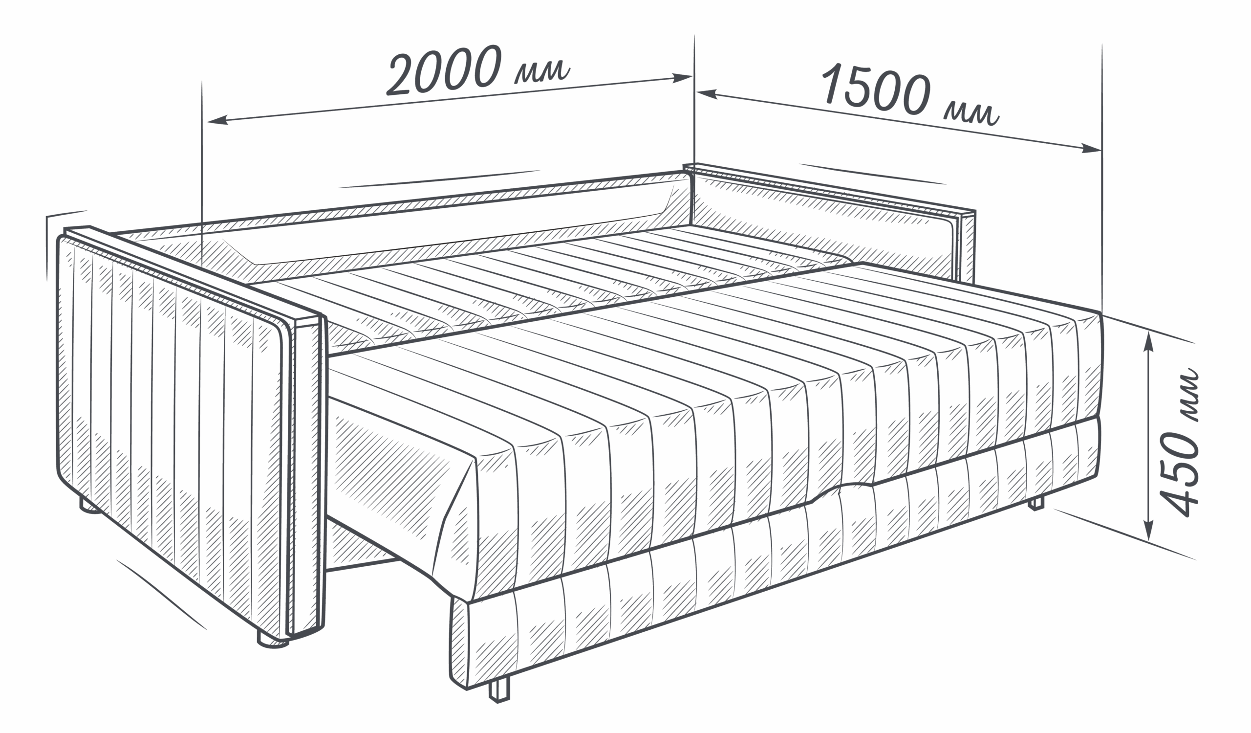 АРГУС — диван прямой с узкими подлокотниками